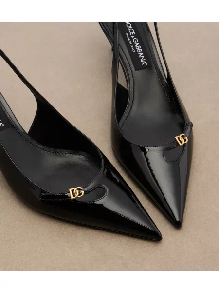 Pantofi cu toc Dolce&gabbana din piele de lac slingback negru