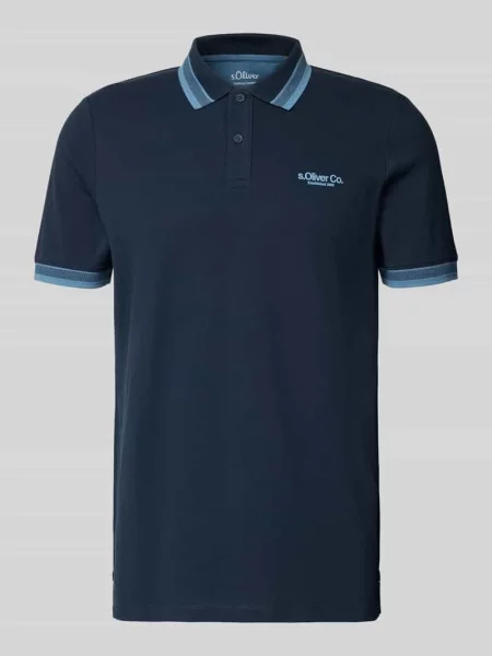 Koszulka polo o kroju regular fit z mieszanki bawełny S.oliver Red Label granatowa