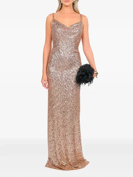 Rochie maxi Roserry cu paiete de costum auriu