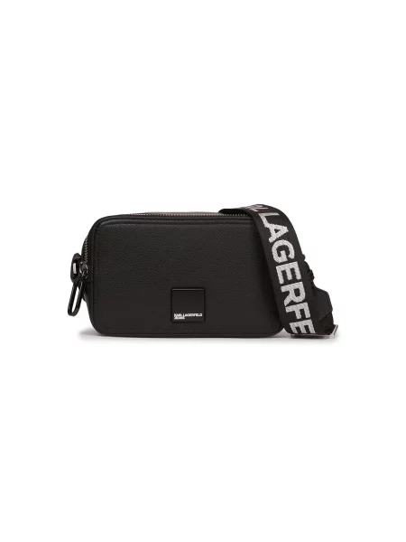Geanta crossbody Karl Lagerfeld Jeans din piele cu autograf negru