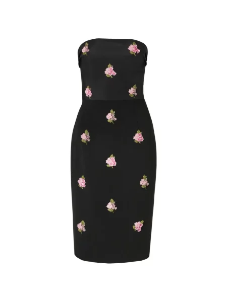 Rochie Carolina Herrera cu model floral fără bretele negru