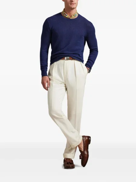 Dlouhá pruhovaná s límcem kšiltovka Polo Ralph Lauren modrá