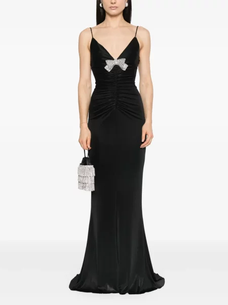 Rochie maxi Nissa cu funde de costum negru