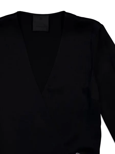 Satynowy top Givenchy z dekoltem w serek kopertowy czarny