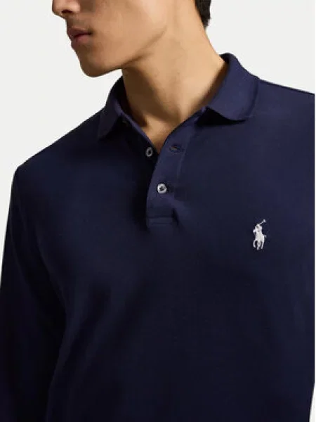 Polo Ralph Lauren majica dugih rukava za muškarce od pamuka s elastanom plava