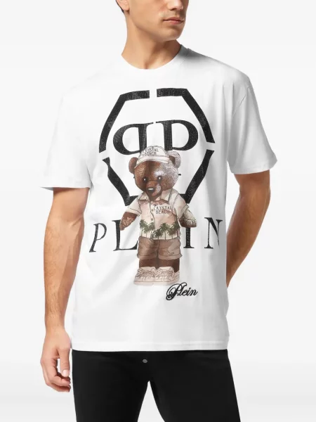 Tricou Philipp Plein de cristal teddy alb