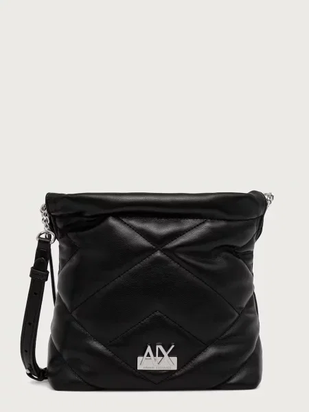 Armani Exchange geantă crossbody pentru femei cu imitație de piele negru