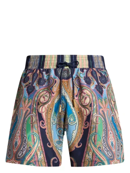 Slip de baie Etro cu imagine cu model paisley albastru