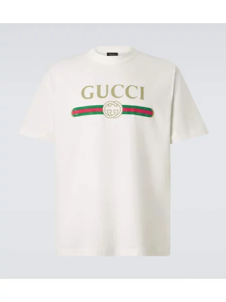 Tricou Gucci de mătase cu autograf alb