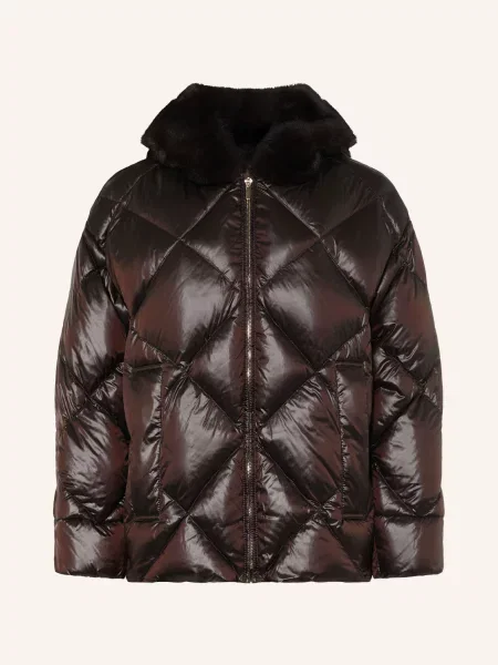 Max Mara The Cube Péřové Bundy Nebbie S Umělou Kožešinou tmavě hnědá