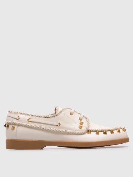 Шкіряні топсайдери Rockstud Valentino бежеві