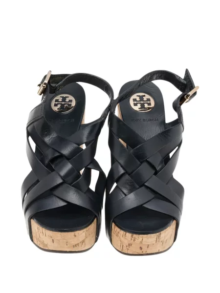 Sandale Tory Burch din piele cu pană negru