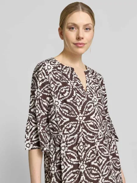 Sukienka mini o kroju regular fit z czystej z nadrukiem w kafelki Christian Berg Woman Selection