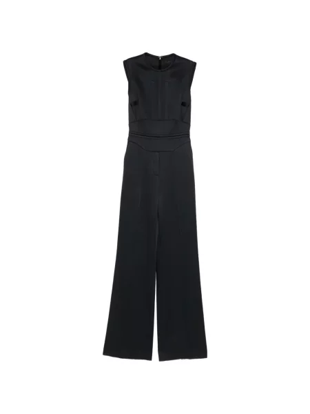 Salopetă Elie Saab din satin fără mâneci negru
