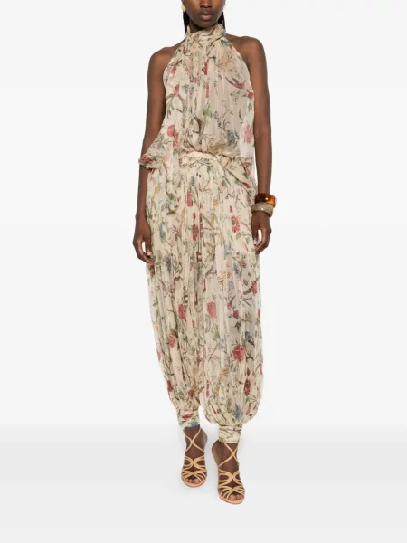 Pantaloni Into The East cu model floral cu imagine