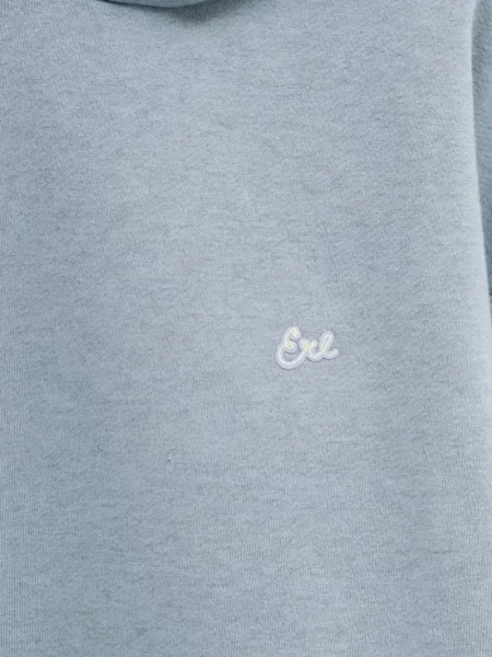 Pulover Erl cu broderie cu glugă albastru