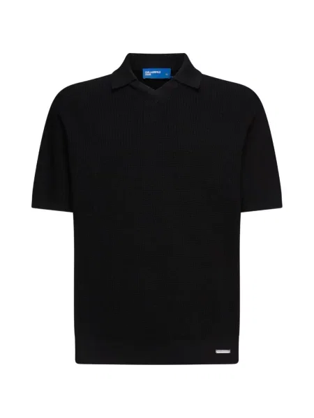 Tricou polo Karl Lagerfeld Jeans tricotate negru