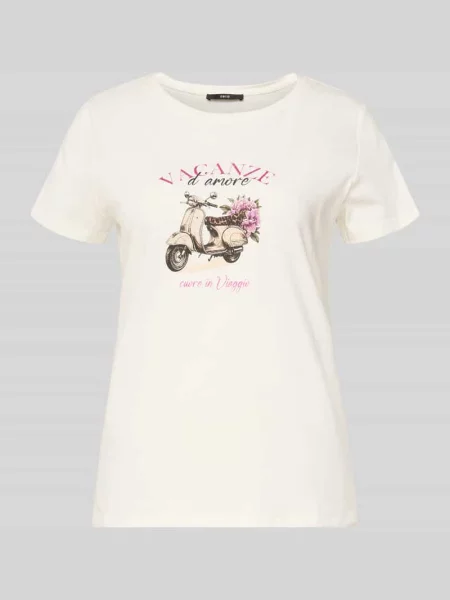 T-shirt z nadrukiem z motywem i okrągłym dekoltem Zero biała