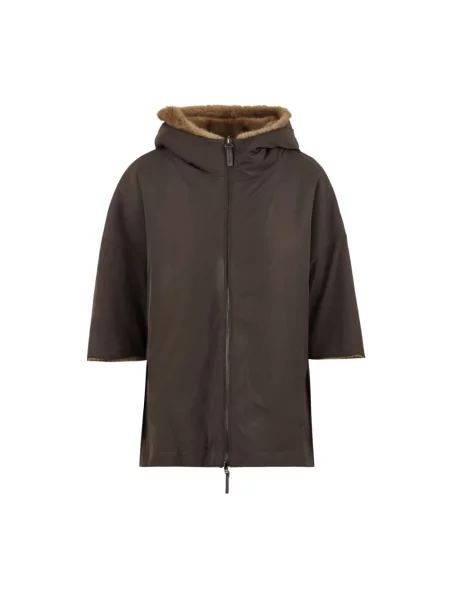 Parka Lou Andrea ze sztucznego futra brązowa