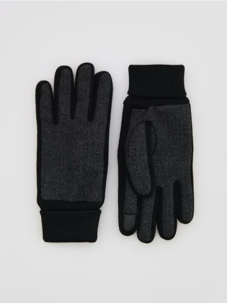 Шерстяные перчатки Reserved черные