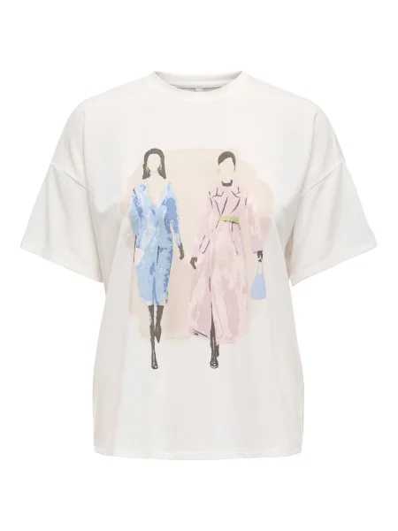 ONLY Tricou bej / azuriu / roz alb