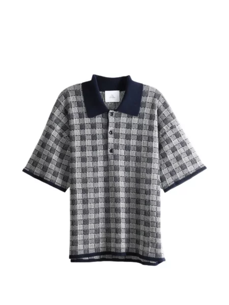 Scurt tricou polo The Elder Statesman în carouri gri
