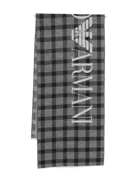 Fular Emporio Armani în carouri gri