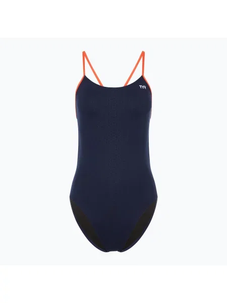Jednodílné plavky TYR Hexa Cutoutfit navy/orange oranžové