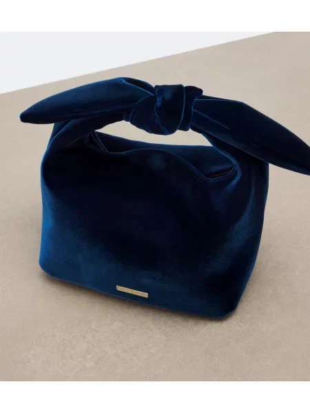 Zamatový top Aquazzura s mašľou väzby modrá