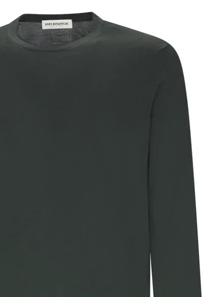 Pulover Goes Botanical cu decolteu rotund lung verde
