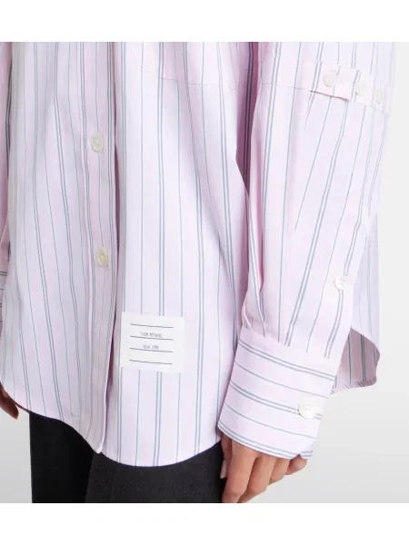 Cămașă Thom Browne cu dungi din poplin roz