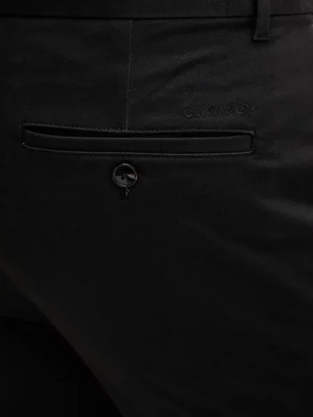 Calvin Klein egyenes férfi nadrág pamuttal fekete