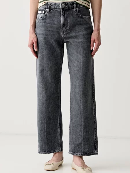 Calvin Klein Jeans blugi straight pentru femei gri