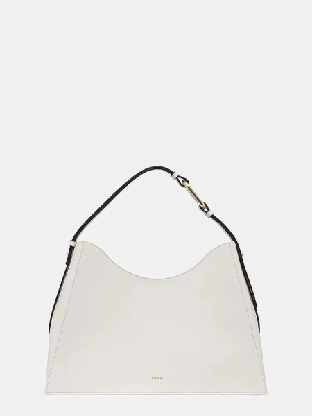 Кожена чанта Furla сиво
