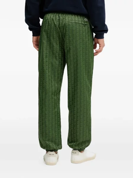 Pantaloni Lacoste cu imprimeu geometric verde