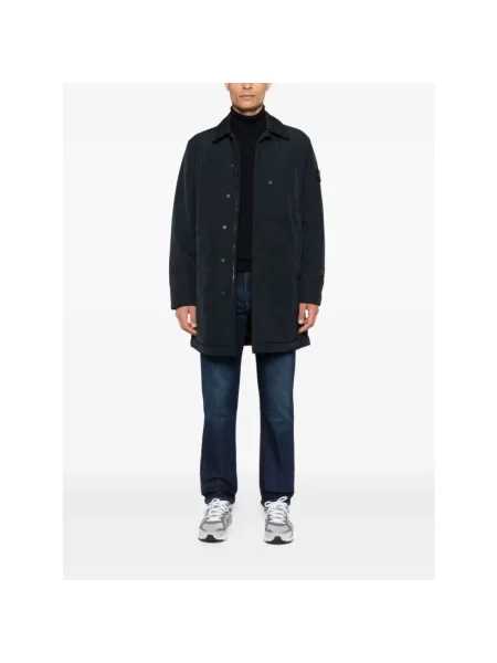 Sweter z golfem Stone Island wełniany z kamieniami niebieski