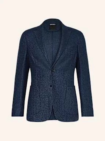 Zegna Sako Extra Slim Fit S Příměsí Lnu medium blue modré