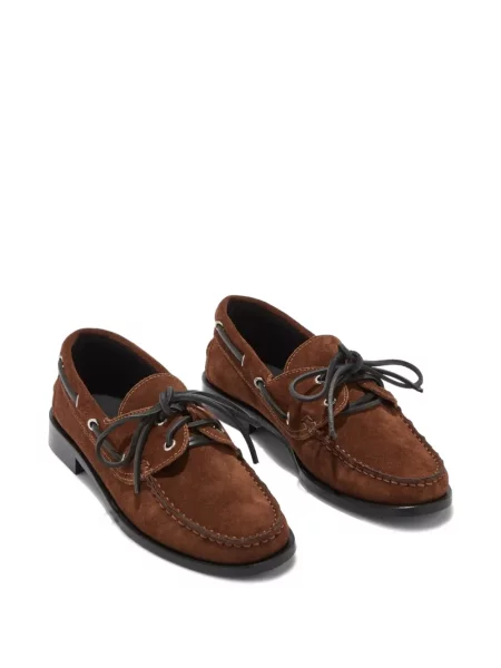 Pantofi loafer Aeyde cu șireturi din piele de căprioară maro