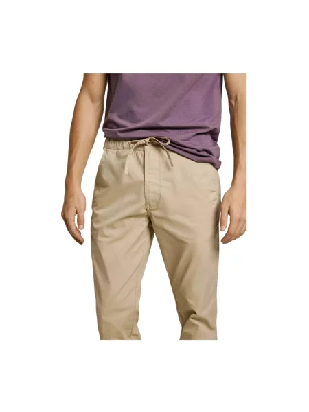 Pepe Jeans Spodnie Mężczyzna Wygodne spodnie Chino Pull On beżowy