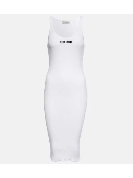 Sukienka midi Miu Miu z dżerseju do kolan garniturowa biała