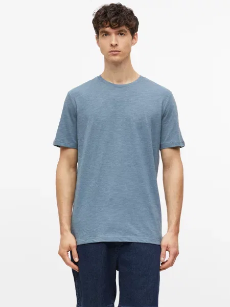 Melanżowy T-shirt z miękkiej mieszanki bawełny niebieska