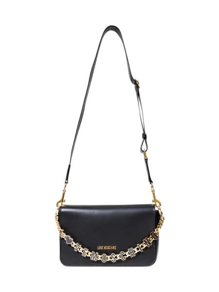 Usnjena torbica Love Moschino črna