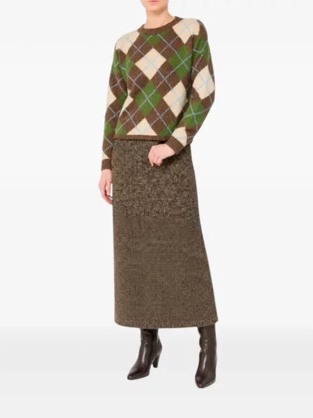 Pulover Weekend Max Mara cu model argyle din jacard maro