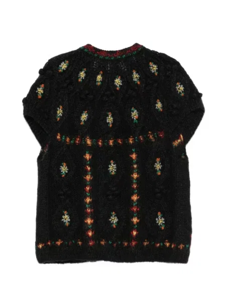 Cardigan Mes Demoiselles cu model floral tricotate negru