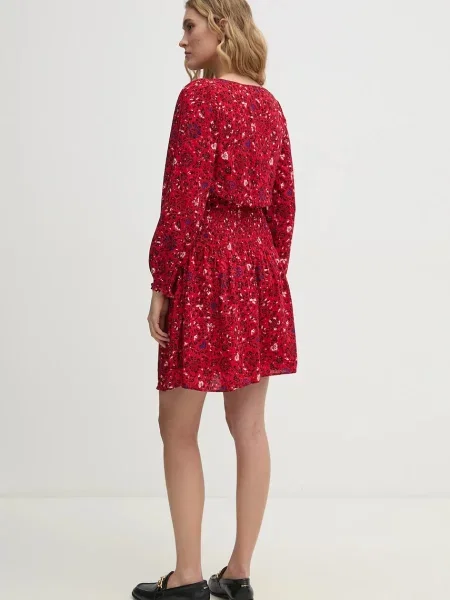 Мини джинсовое платье Pepe Jeans клеш красное
