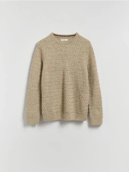 Reserved Pulover cu adaos de lână structurată bej