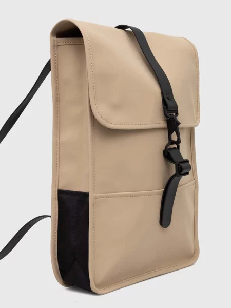 Мини однотонный рюкзак Rains в уличном стиле бежевый