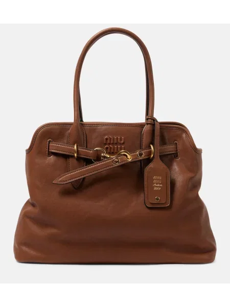 Usnjena torbica Miu Miu rjava