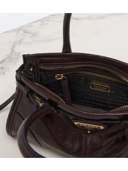 Top Prada din piele maro