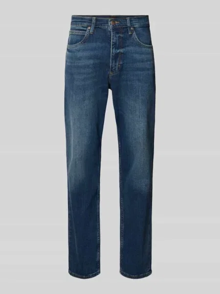 Jeansy o kroju tapered fit z mieszanki bawełny model David' Lee granatowy